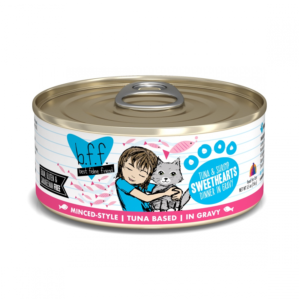Weruva BFF Tuna  Shrimp Sweethearts Canned Cat Food - 5.5 oz, two cases of 24 Image
