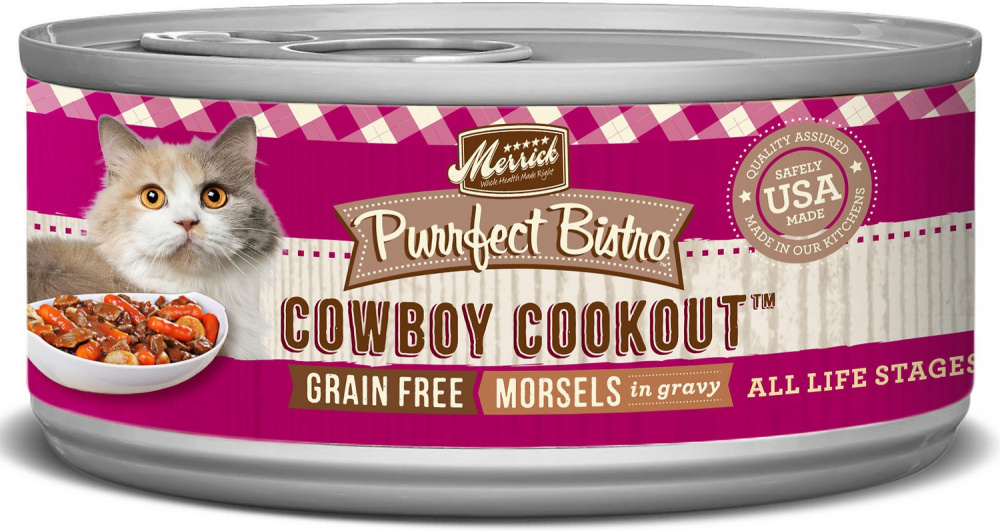 Merrick Purrfect Bistro Cowboy Cookout Grain Free Canned Cat Food - 5.5 oz, two cases of 24 Image