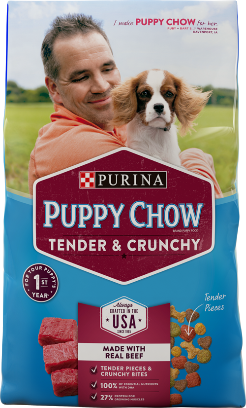 Purina Puppy Chow Tender & Crunchy Beef Recipe Dry Dog Food - 32 lb Bag Image