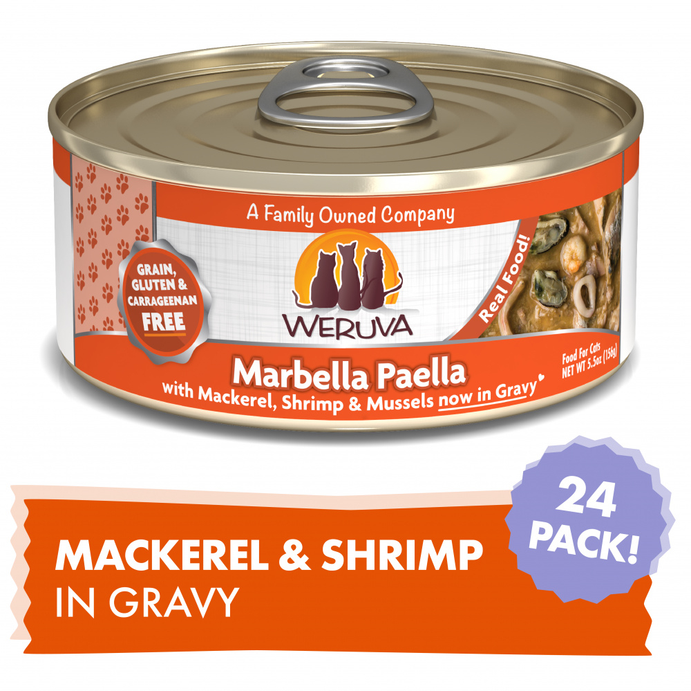 Weruva Marbella Paella With Calamari  Shrimp & Mussels Canned Cat Food - 5.5 oz, case of 24 Image