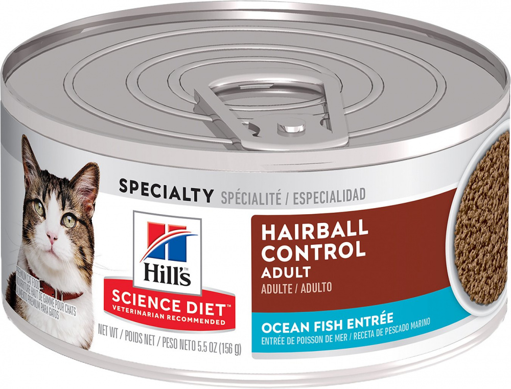 Hill's Science Diet Adult Hairball Control Ocean Fish Entree Minced Canned Cat Food - 5.5 oz, case of 24 Image
