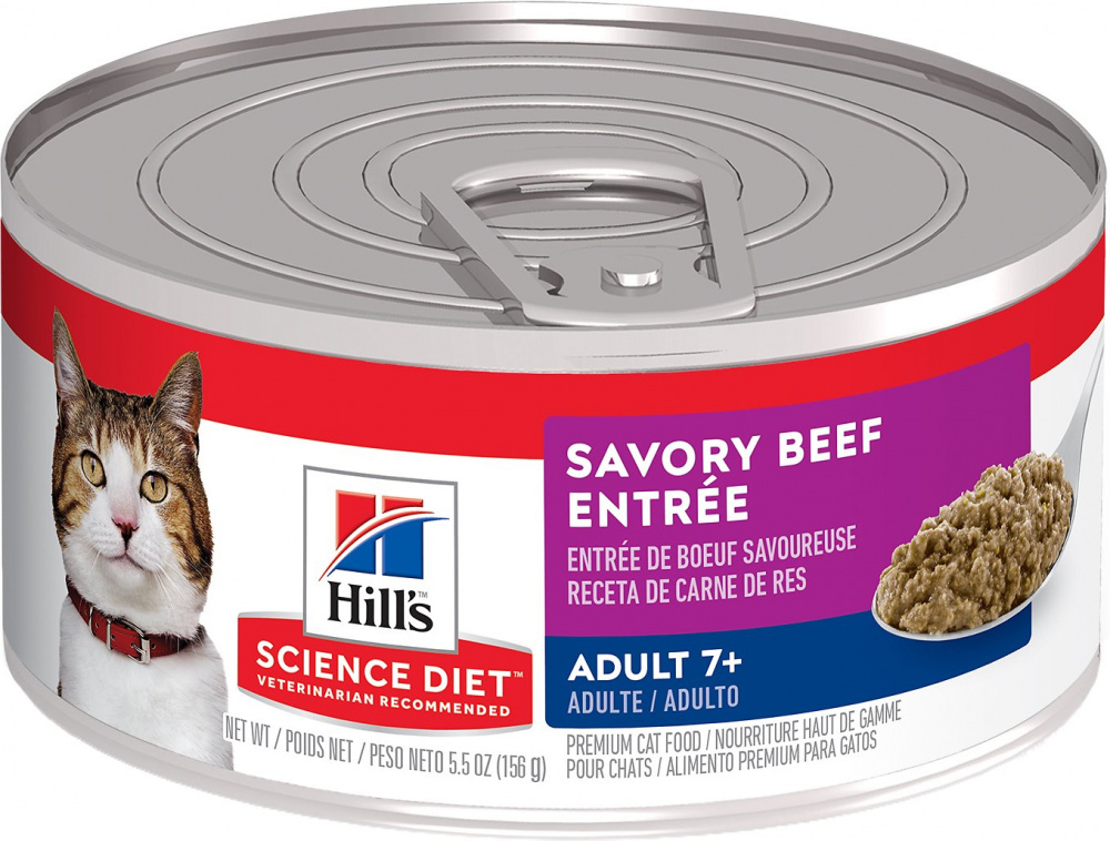 Hill's Science Diet Adult 7+ Savory Beef Entree Canned Cat Food - 5.5 oz, case of 24 Image
