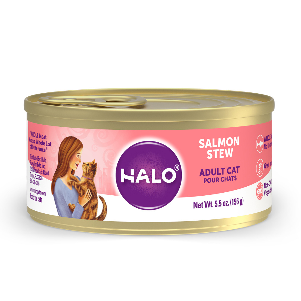 Halo Holistic Grain Free Adult Salmon Stew Canned Cat Food - 5.5 oz, case of 12 Image