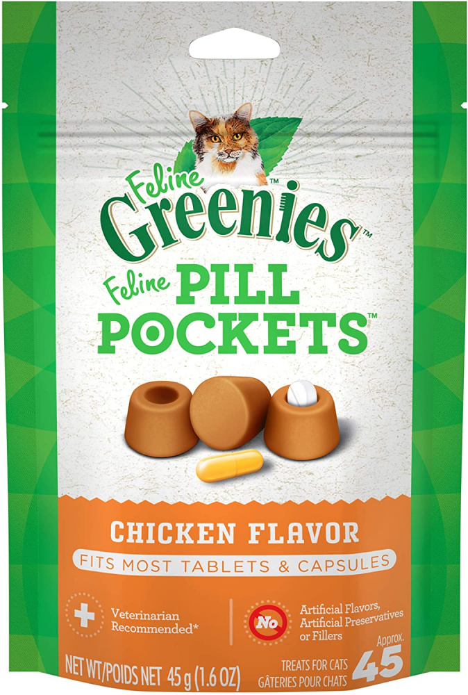 Greenies Pill Pockets Feline Chicken Flavor Cat Treats - For capsules or tablets: 1.6 oz, 45 count Image