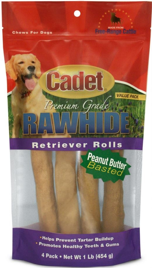 Cadet Rawhide Retriever Peanut Butter Flavor Rolls for Dogs - 1 lb Bag Image
