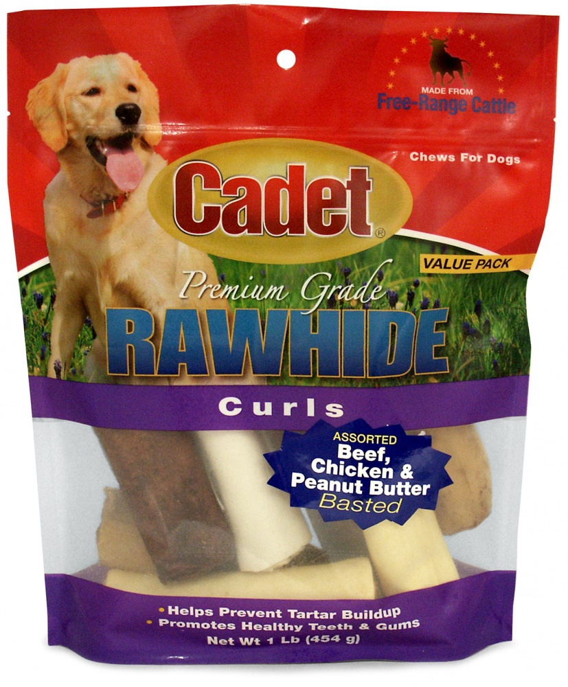 Cadet Rawhide Assorted Flavors Curls for Dogs - 1 lb Bag Image