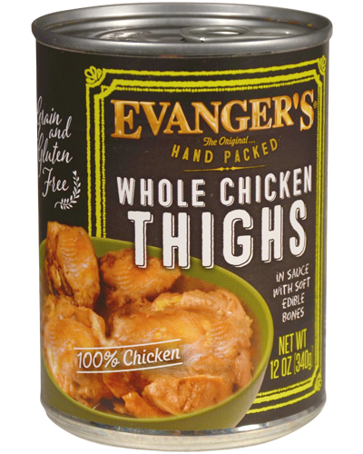 Evangers Super Premium Hand-Packed Whole Chicken Thighs Canned Dog Food - 12 oz, two cases of 12 Image