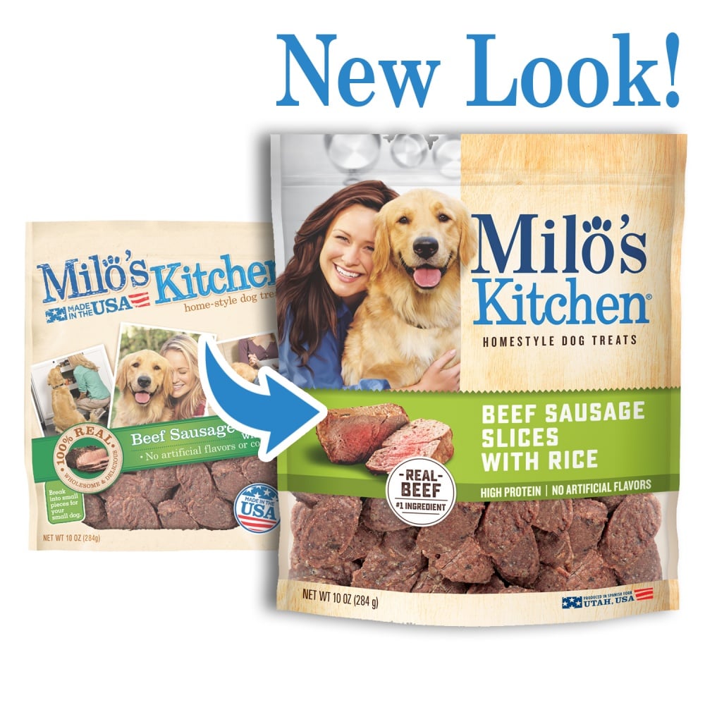 Milo's Kitchen Beef Sausage Slices with Rice Dog Treats | PetFlow