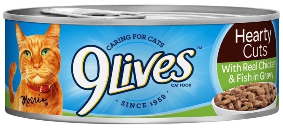 9 Lives Hearty Cuts with Real Chicken & Fish in Gravy Canned Cat Food - 5.5 oz, case of 24 Image