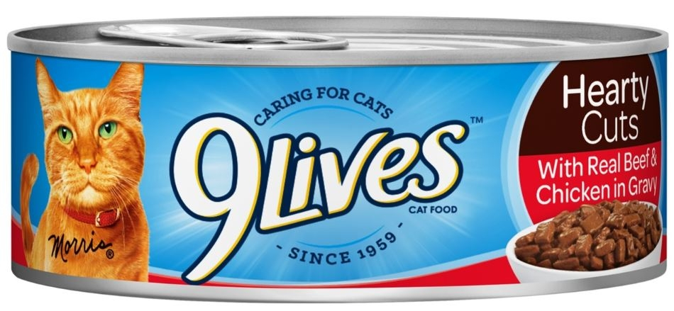 9 Lives Hearty Cuts with Real Chicken Beef in Gravy Canned Cat Food - 5.5 oz, case of 24 Image