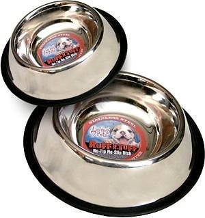 Loving Pets Ruff N Tuff Traditional No Tip Stainless Steel Pet Dishes - 8 oz Image