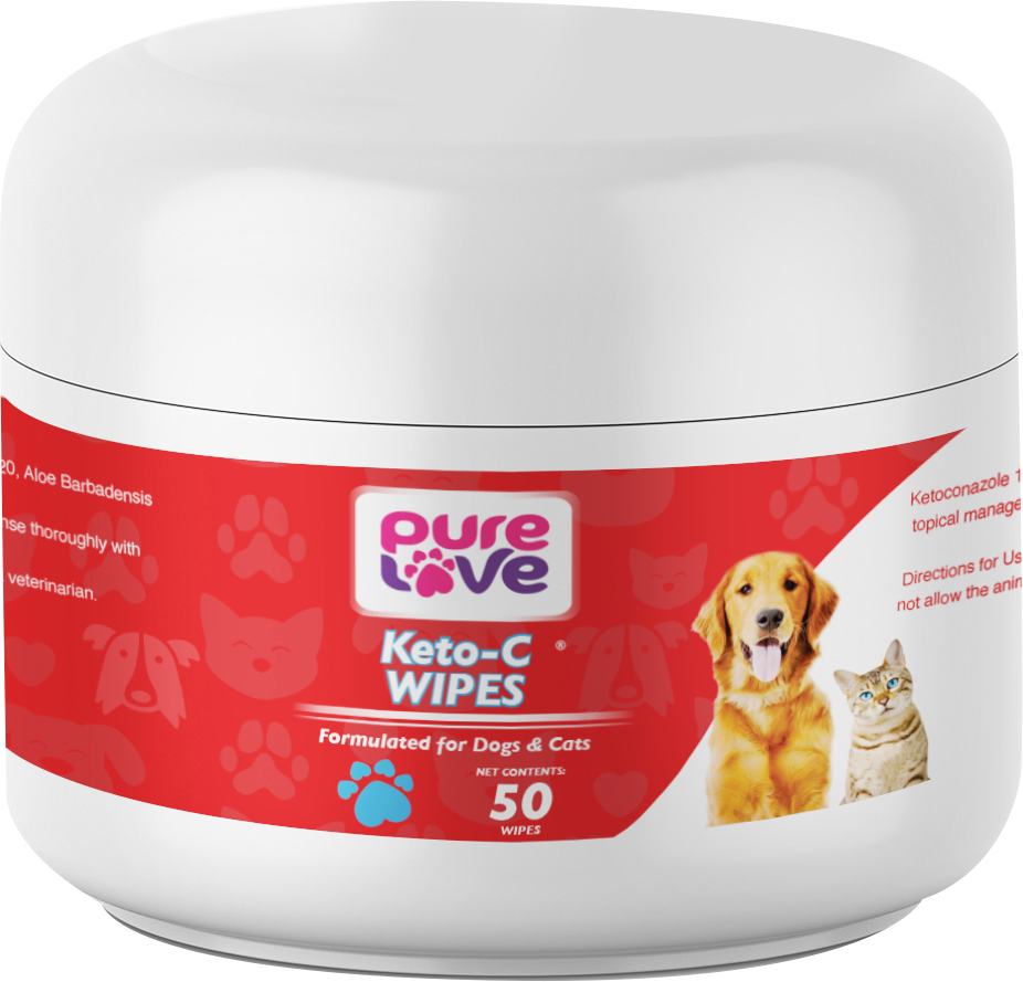 Pure Love Ketoconazole 1%, Chlorhexidine 2% Antiseptic Wipes for Dogs & Cats - 50 Wipes Image
