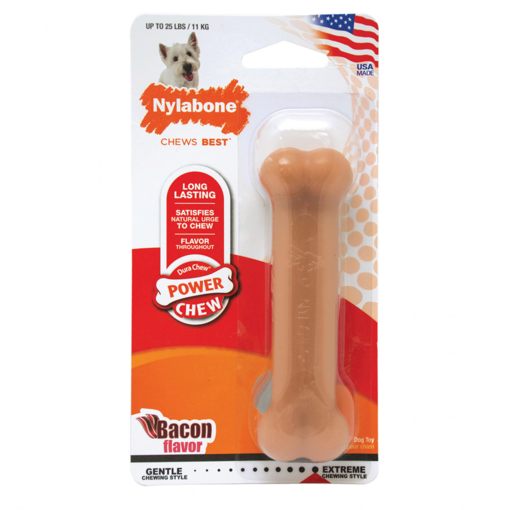 Nylabone Power Chew Bacon Flavor Bone Dog toy - Petite Image