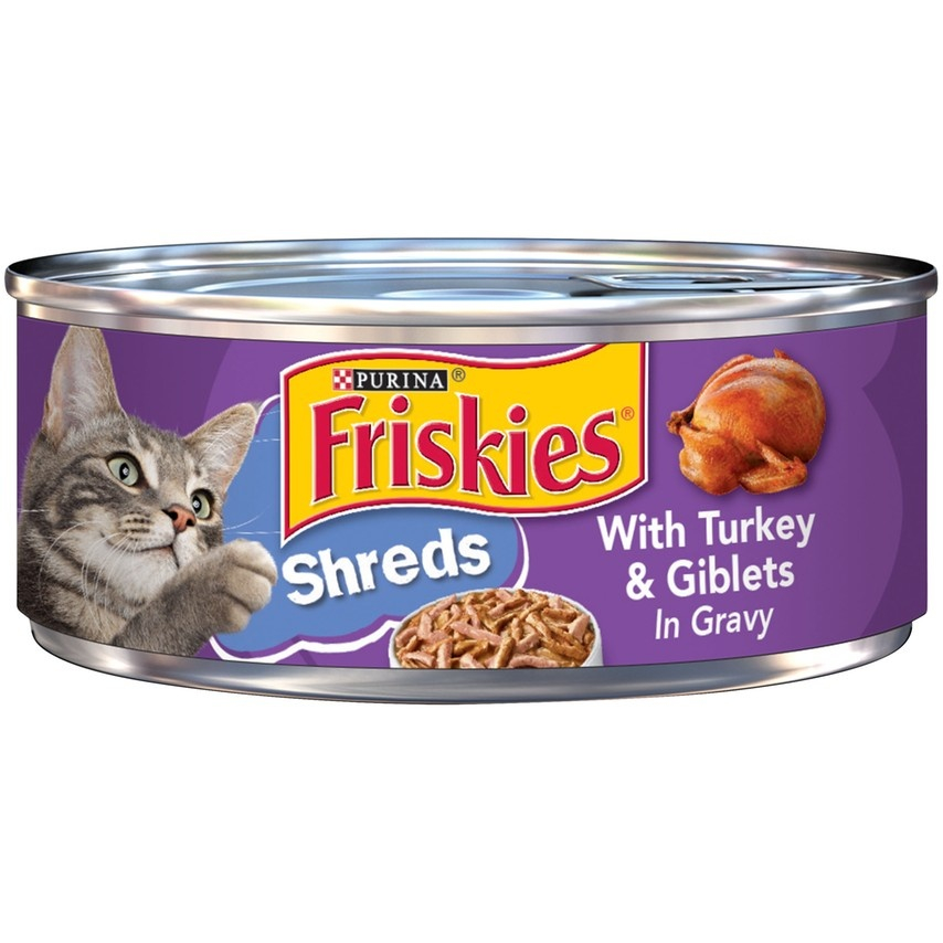 Friskies Savory Shreds with Turkey & Giblets Canned Cat Food - 5.5 oz, case of 24 Image