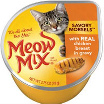 Meow Mix Savory Morsels with Chicken in Gravy Cat Food Cups - 2.75 oz, case of 12 Image