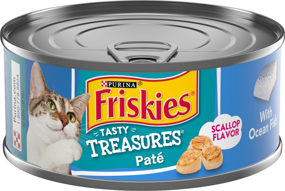 Friskies Tasty Treasures Pate Ocean Fish  Scallop Canned Cat Food - 5.5 oz, case of 24 Image