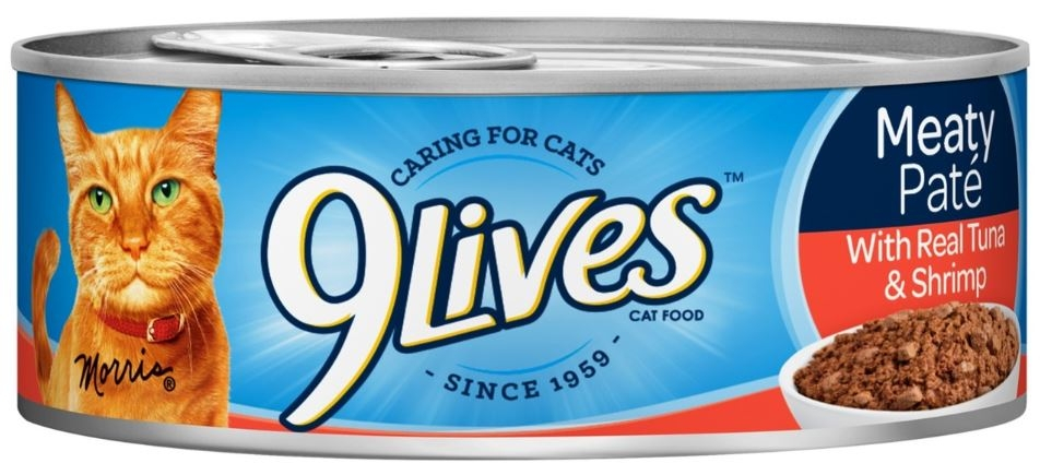 9 Lives Meaty Pate with Real Tuna & Shrimp Canned Cat Food - 5.5 oz, case of 24 Image