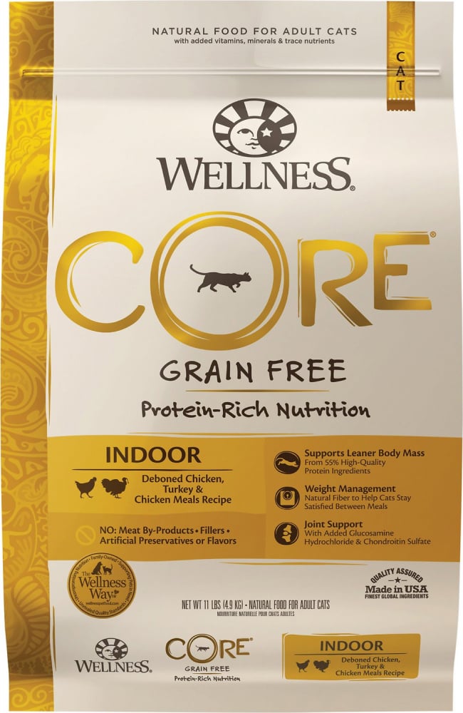 Wellness CORE Grain Free Natural Indoor Health Chicken & Turkey Recipe Dry Cat Food - 22 lb Bag (2 x 11 lb Bag) Image