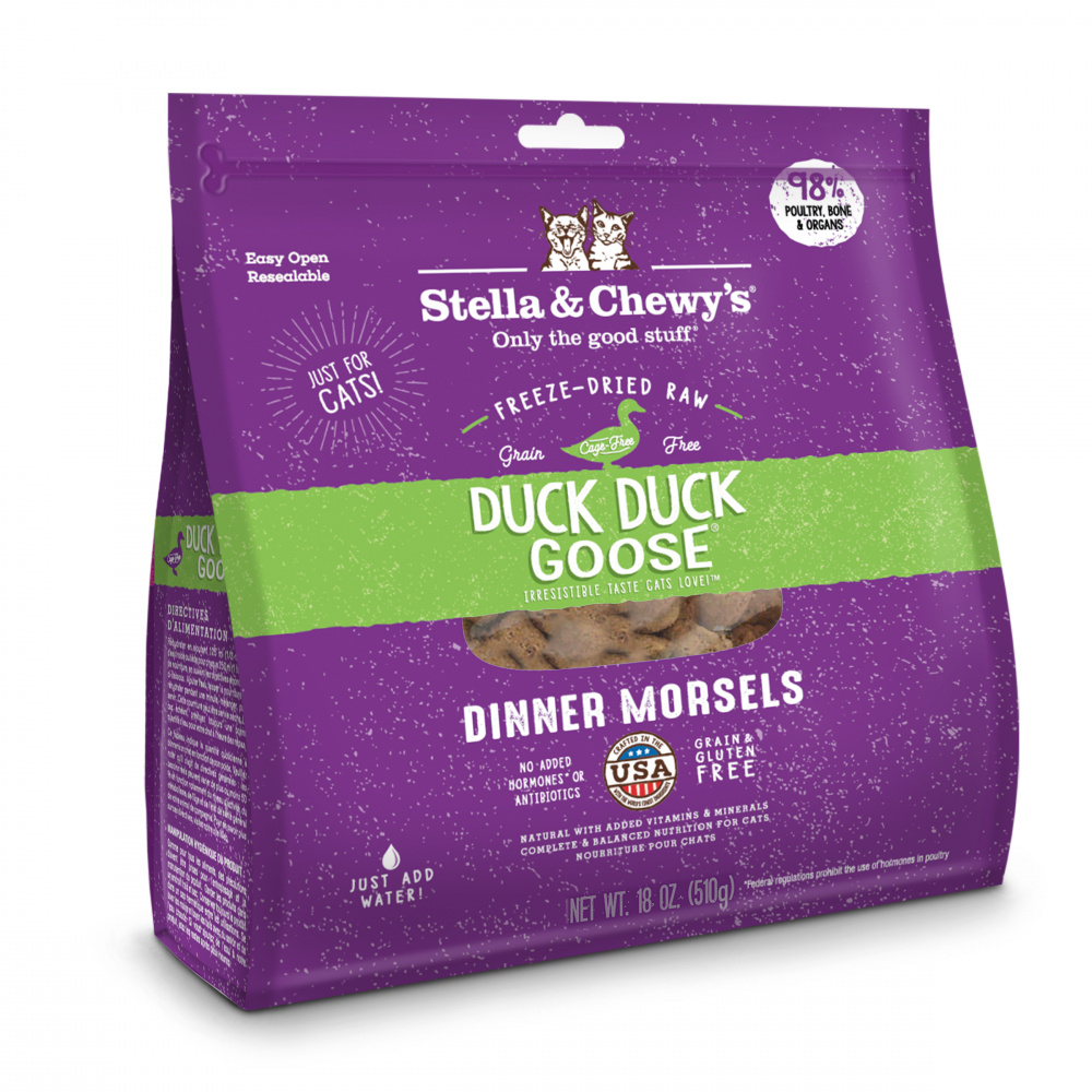 Stella  Chewy's Duck Duck Goose Grain Free Dinner Morsels Freeze Dried Raw Cat Food - 36 oz (2 x 18 oz) Image