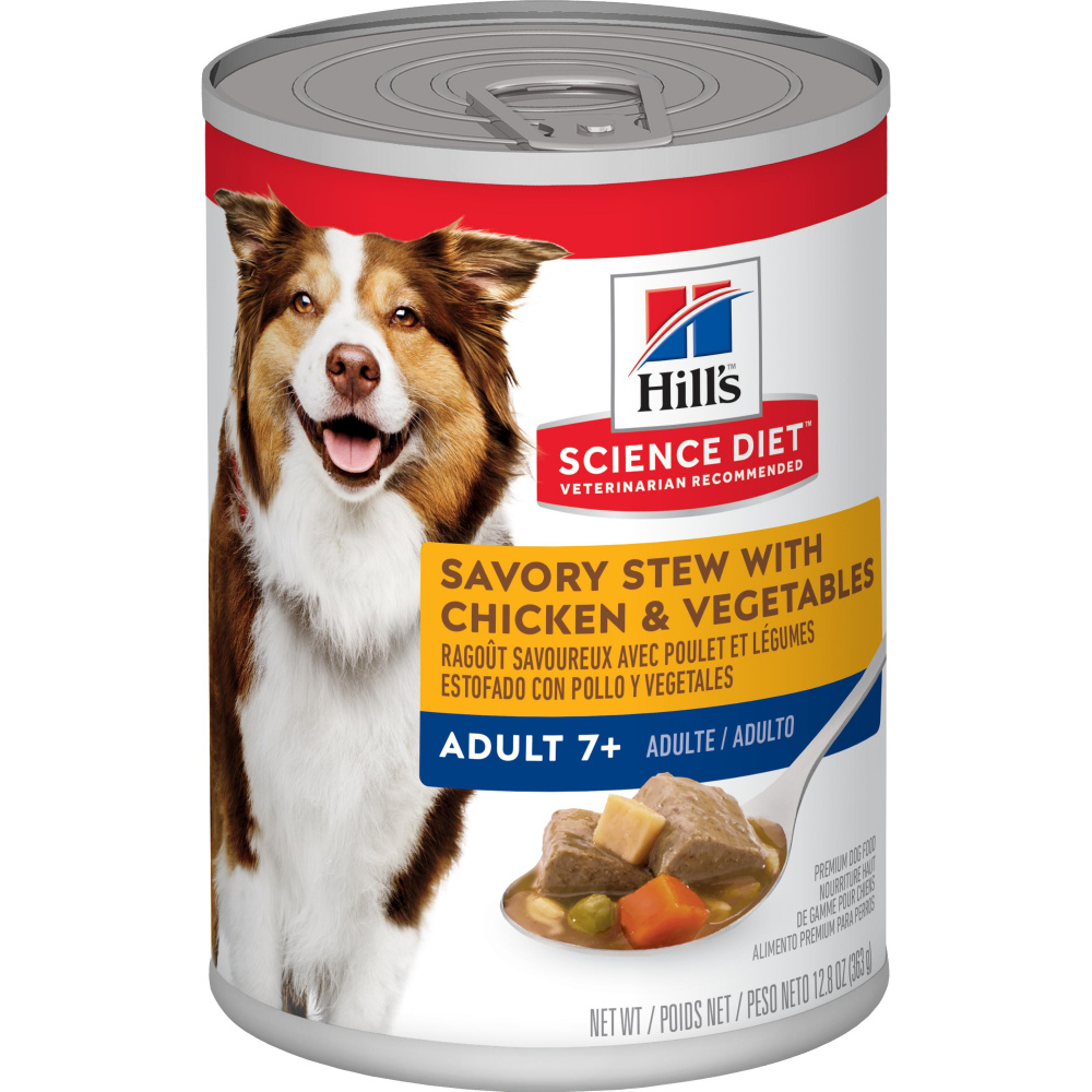 Hill's Science Diet 7+ Savory Stew Chicken  Vegetables Canned Dog Food - 12.8 oz, case of 12 Image