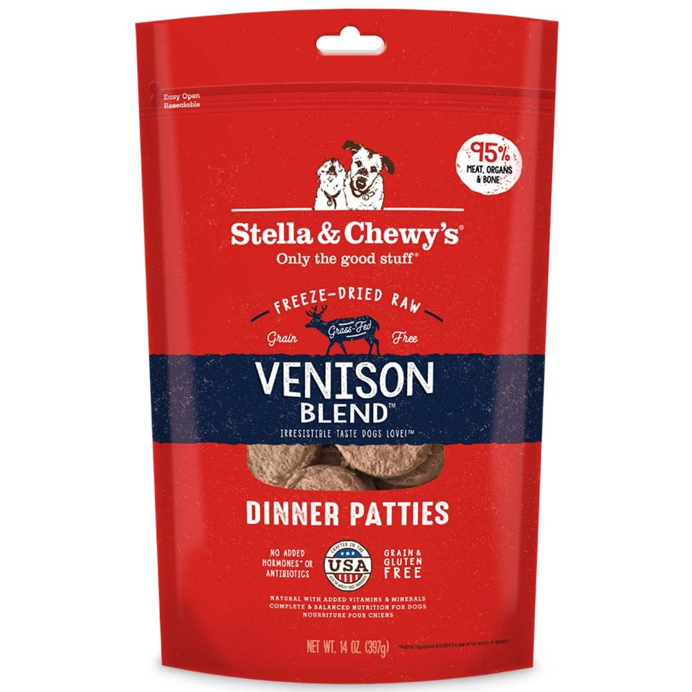 Stella  Chewy's Venison Blend Grain Free Dinner Patties Freeze Dried Raw Dog Food - 28 oz (2  x 14 oz) Image