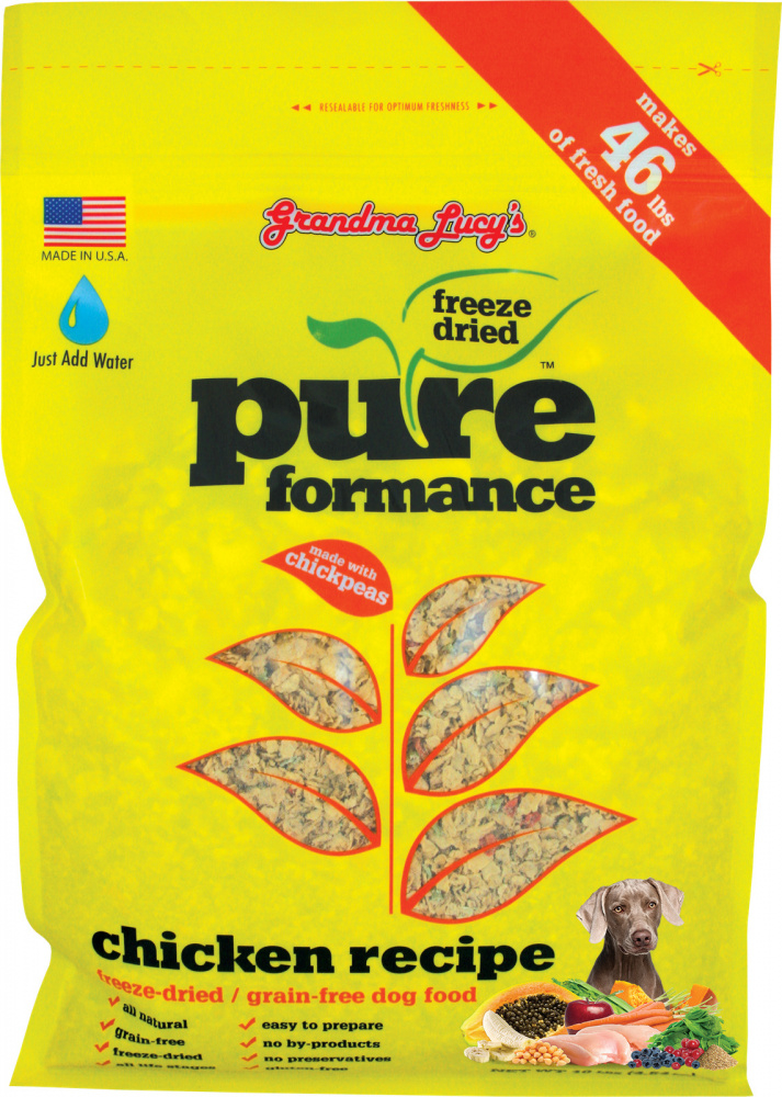 Grandma Lucy's Pureformance Chicken & Chickpea Freeze Dried Grain Free Dog Food - 10 lb Bag, Makes 46 lb Bags of food Image
