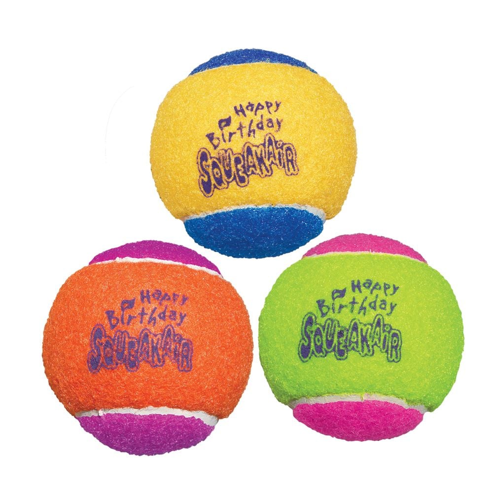 KONG AirDog Squeakair Birthday Balls Dog toy - Medium 3-Pack Image
