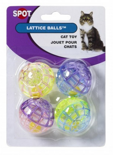 Ethical Pet SPOT Lattice Ball with Bell Cat toy - 4-Pack Image