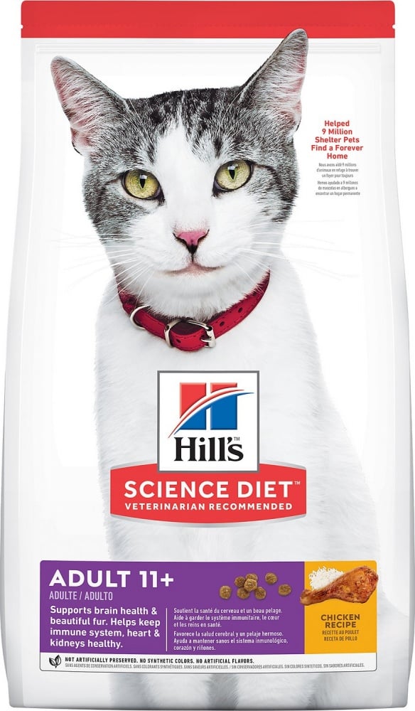 Hill's Science Diet Senior Age 11+ Chicken Recipe Dry Cat Food - 15.5 lb Bag Image