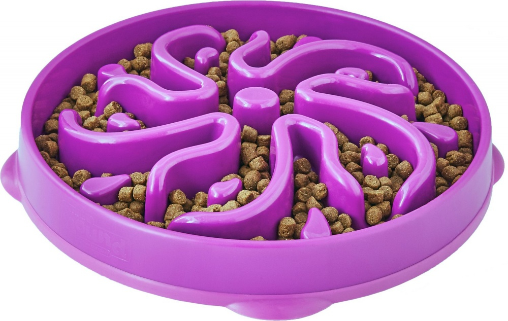 Outward Hound Dog Games Slo Bowl Slow Feeders Flower Design Dog Bowl - Mulberry Image