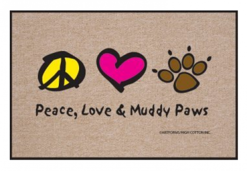 High Cotton Peace, Love, Muddy Paws Doormat - 18 x 27 inches Image