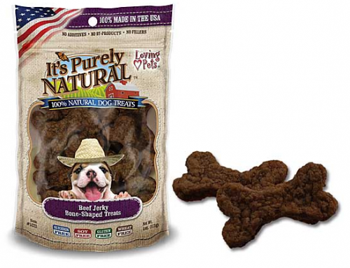 Loving Pets It's Purely Natural Beef Jerky Bone Shaped Dog Treats - 4 oz Image
