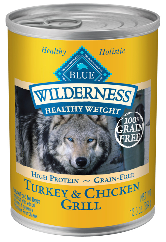Blue Buffalo Wilderness Healthy Weight Grain Free Turkey  Chicken Grill Adult Canned Dog Food - 12.5 oz, two cases of 12 Image
