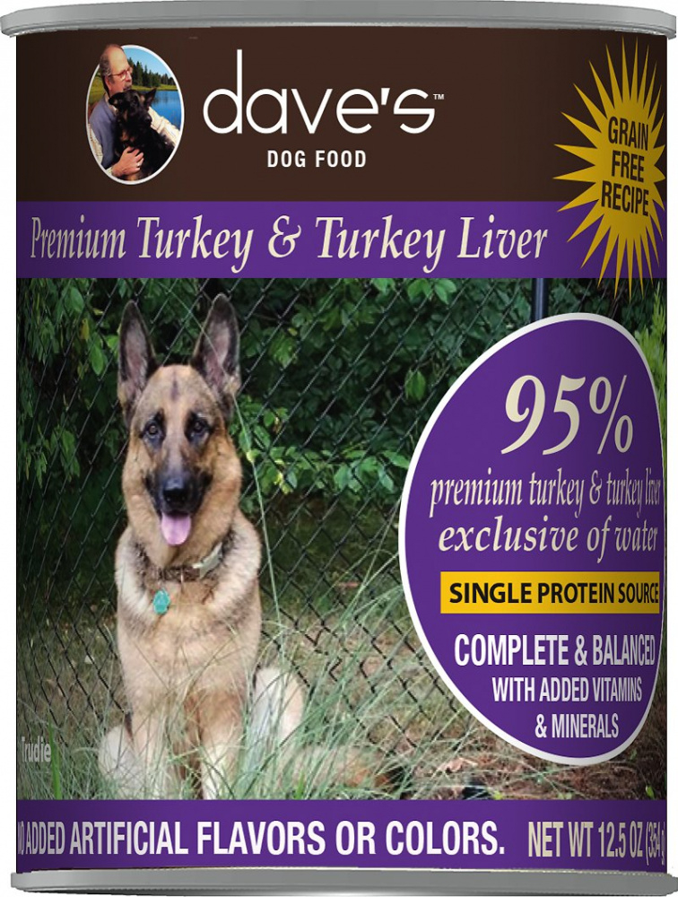 Dave's Premium Turkey  Turkey Liver 95% Meat Canned Dog Food - 13 oz, case of 12 Image