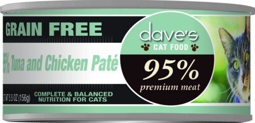 Dave's 95% Tuna & Chicken Pate Formula Canned Cat Food - 5.5 oz, case of 24 Image