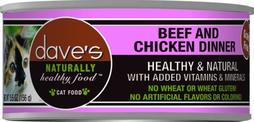 Dave's Naturally Healthy Beef & Chicken Canned Cat Food - 5.5 oz, case of 24 Image