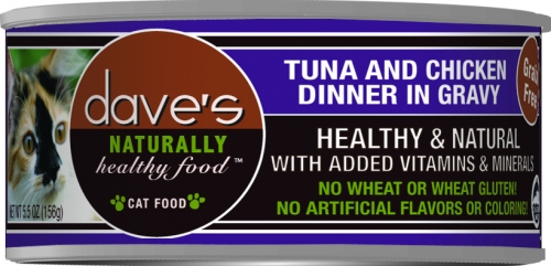 Dave's Naturally Healthy Tuna & Chicken Dinner in Gravy Canned Cat Food - 3 oz, case of 24 Image