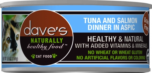 Dave's Naturally Healthy Tuna & Salmon Dinner in Aspic Canned Cat Food - 3 oz, case of 24 Image