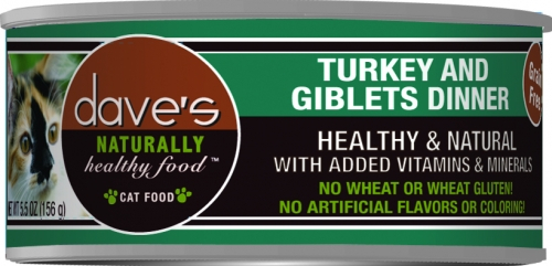 Dave's Naturally Healthy Turkey & Giblets Pate Dinner Canned Cat Food - 3 oz, case of 24 Image