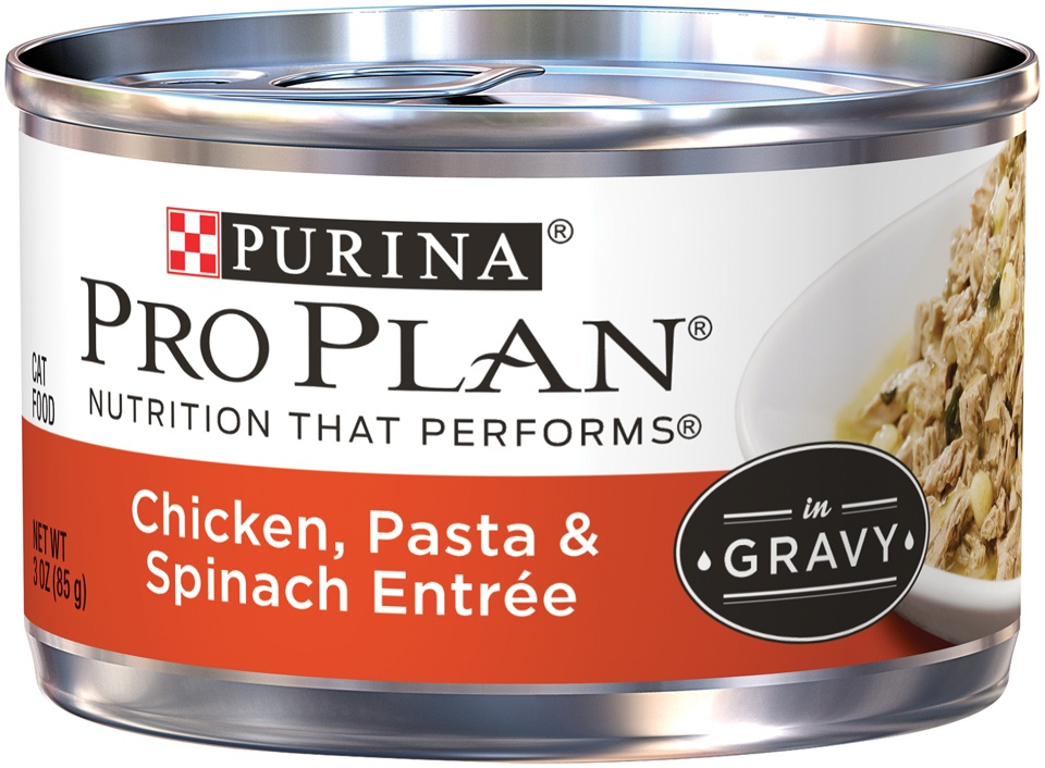 Purina Pro Plan Savor Adult Chicken, Pasta  Spinach Entree in Gravy Canned Cat Food - 3 oz, case of 24 Image