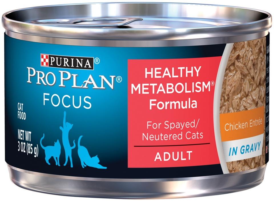Purina Pro Plan Focus Adult Healthy Metabolism Formula Chicken Entree in Gravy Canned Cat Food - 3 oz, case of 24 Image