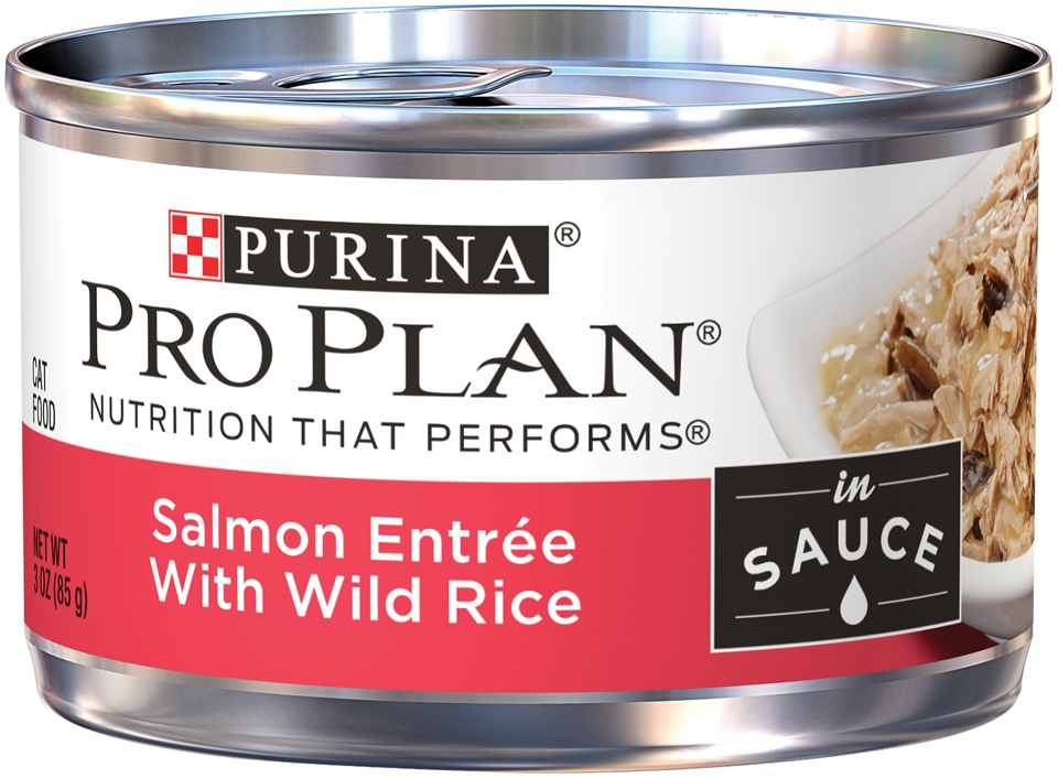 Purina Pro Plan Savor Adult Salmon Entree with Wild Rice Braised in Sauce Canned Cat Food - 3 oz, case of 24 Image