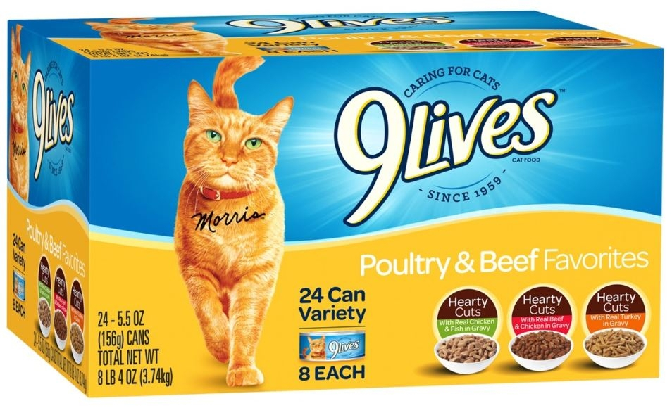 9 Lives Poultry & Beef Favorites Variety Pack Canned Cat Food - 5.5 oz, case of 24 Image