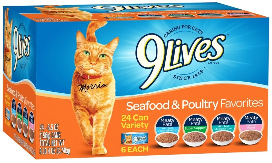 9 Lives Seafood & Poultry Favorites Variety Pack Canned Cat Food - 5.5 oz, case of 24 Image