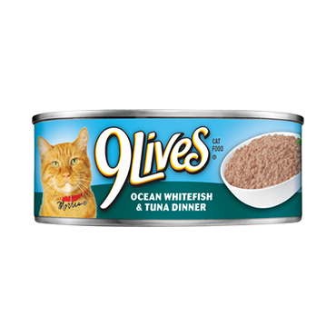 9 Lives Ocean Whitefish & Tuna Dinner Canned Cat Food - 5.5 oz, case of 24 Image