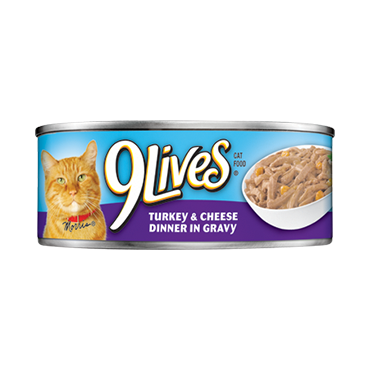 9 Lives Turkey & Cheese Dinner in Gravy Canned Cat Food - 5.5 oz, case of 24 Image