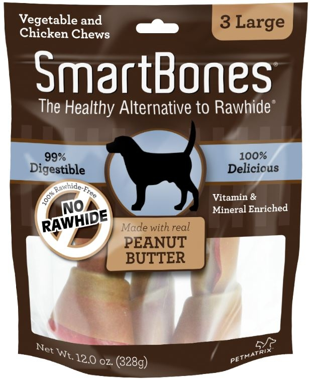 SmartBones Large Peanut Butter Chew Bones Dog Treats - 3-pack Image