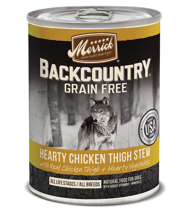 Merrick Backcountry Grain Free Hearty Chicken Thigh Stew Canned Dog Food - 12.7 oz, case of 12 Image