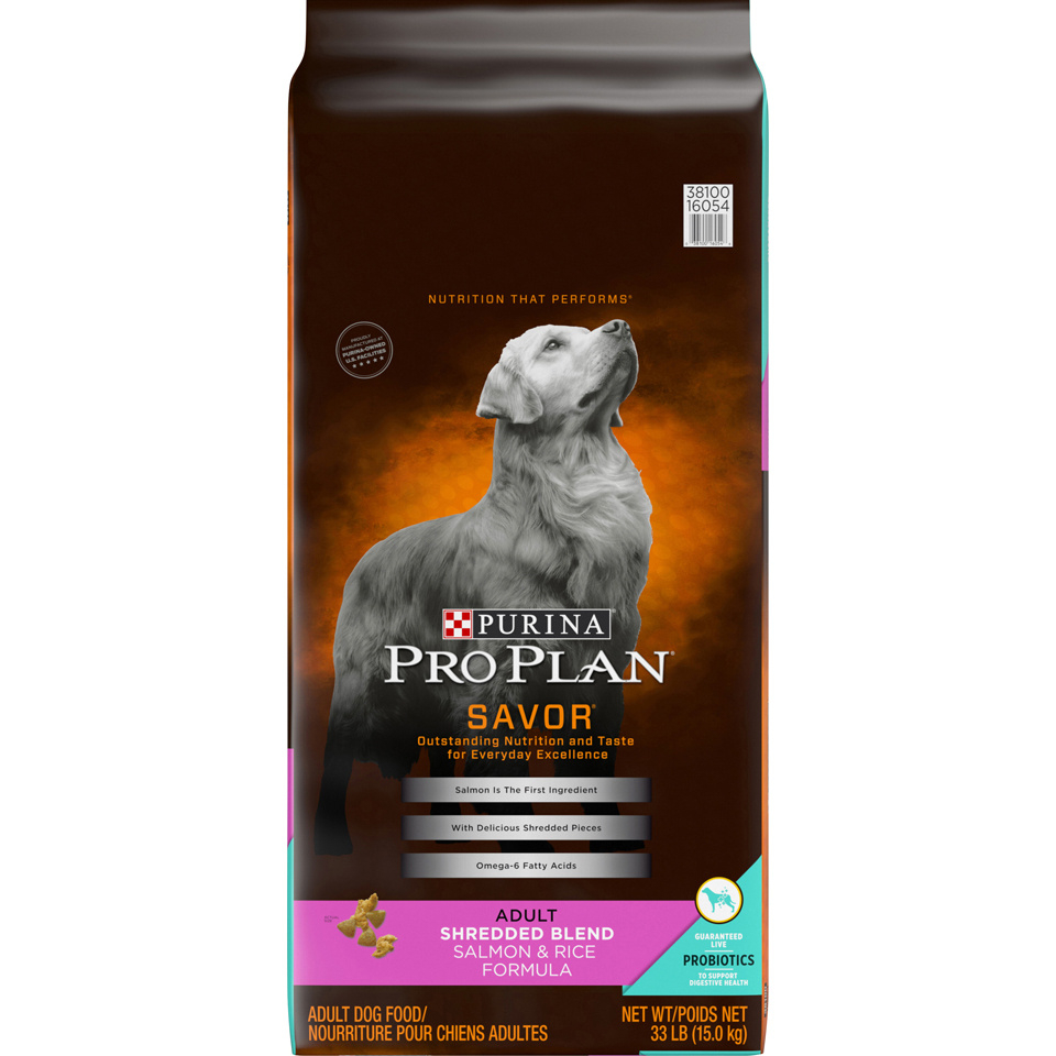 Purina Pro Plan Savor Adult Shredded Blend Salmon  Rice Formula Dry Dog Food - 33 lb Bag Image