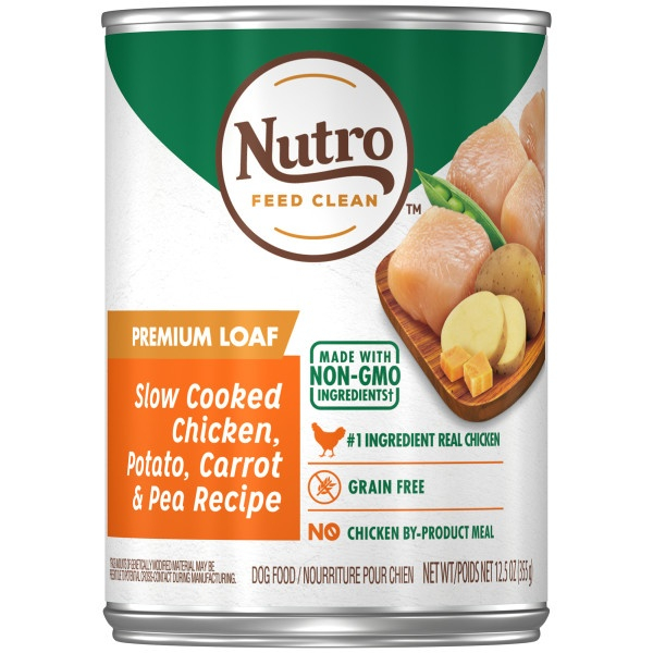 Nutro Premium Loaf Slow Cooked Chicken, Potato, Carrot  Pea Recipe Adult Canned Dog Food - 12.5 oz, two cases of 12 Image